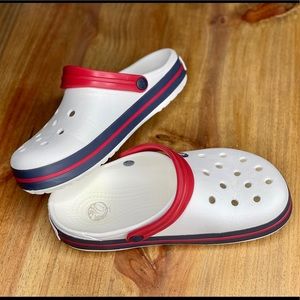 Crocs - Classic Clog - White, Red, and Navy